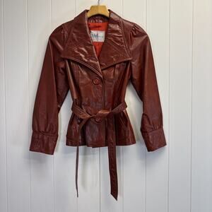 Vintage Wilsons House Of Suede 70s Boho Belted Leather Jacket Women Size 7 Indie